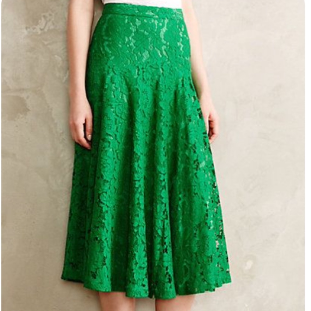 Champagne Strawberry Green Lace Skirt
